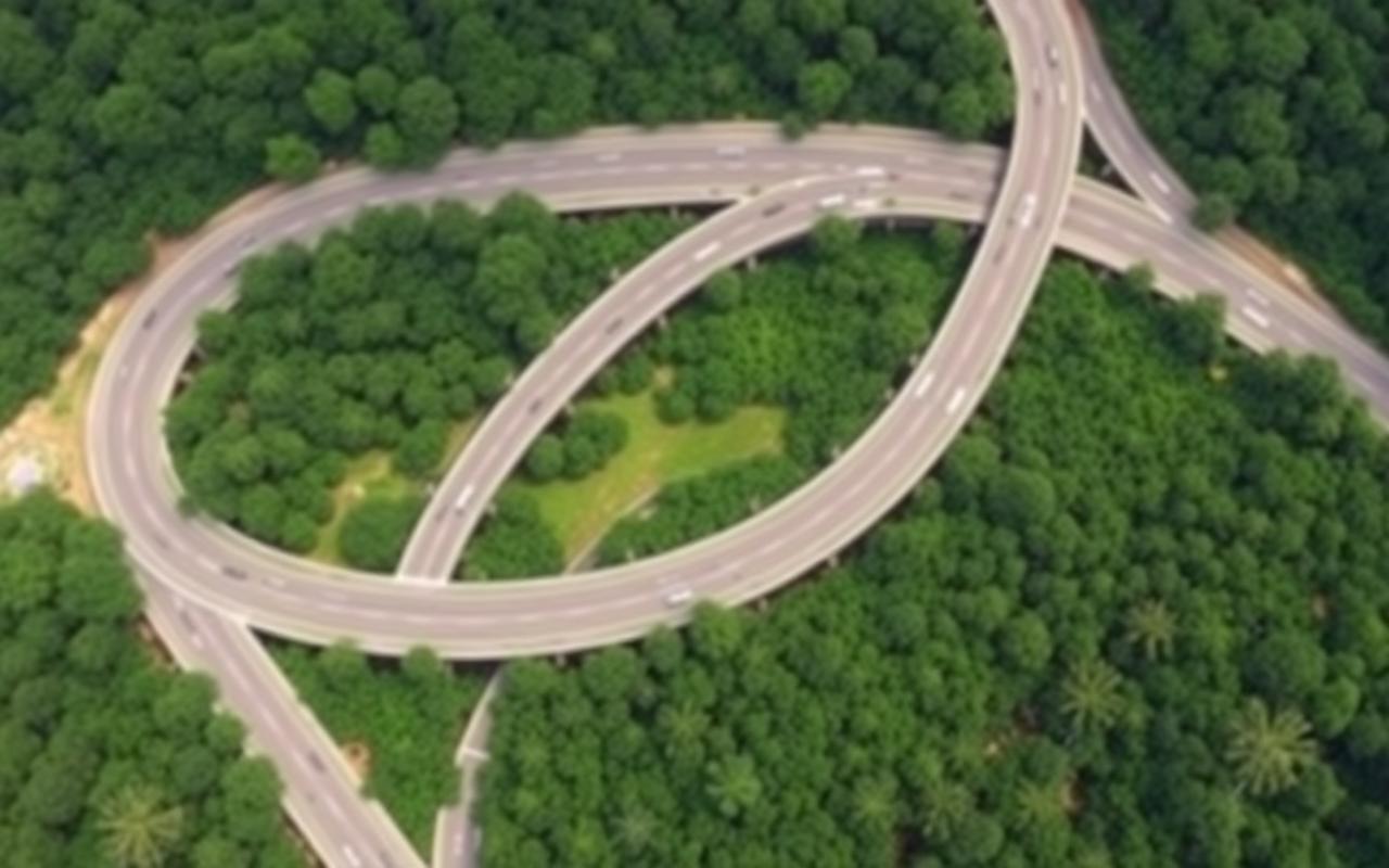 Trevo rodoviário visto de cima